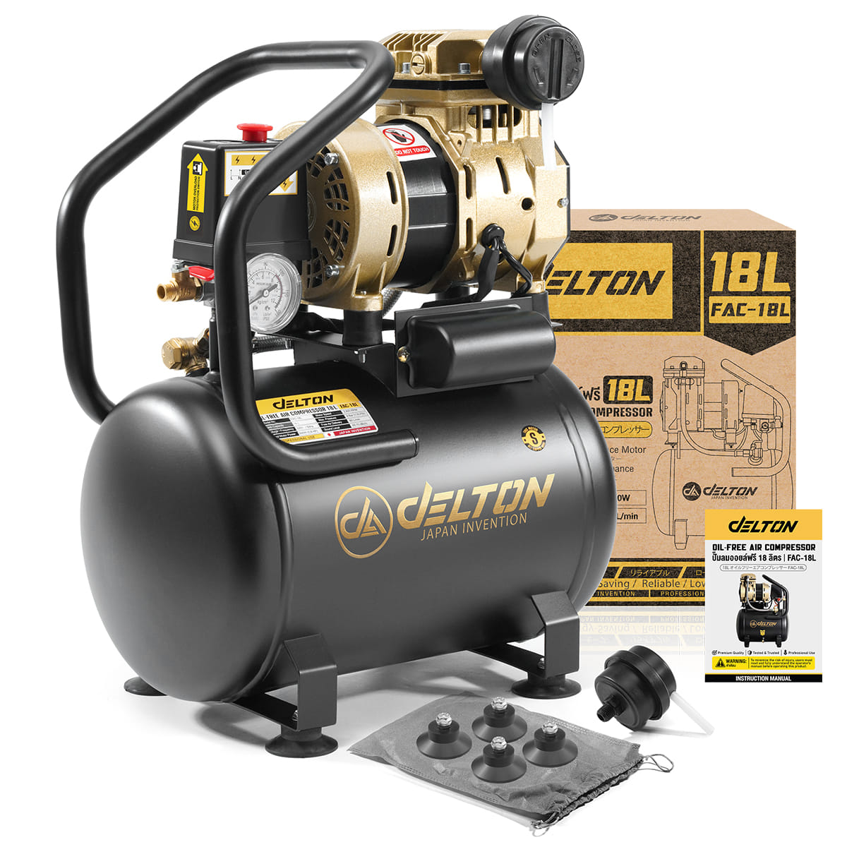 ปั๊มลม OIL FREE DELTON รุ่น FAC-18L 18 ลิตร 600 วัตต์_7